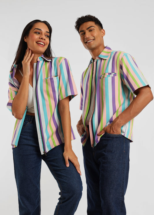 Handloom Striped Unisex Overshirt - 30% Recycled Clime
